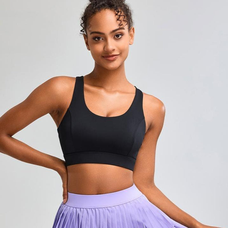 RUNNING GIRL Sports Bras for Women High Support, Criss-Cross Back Strappy Sports Bras for Women with Molded Cups Workout Daily Wear Yoga Activewear