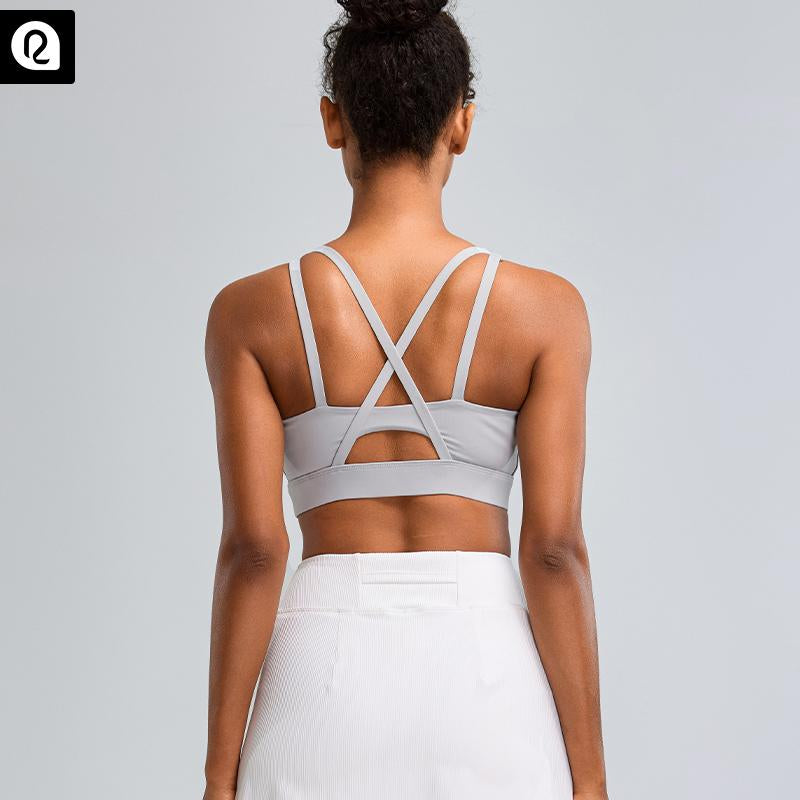 RUNNING GIRL Sports Bras for Women High Support, Criss-Cross Back Strappy Sports Bras for Women with Molded Cups Workout Daily Wear Yoga Activewear