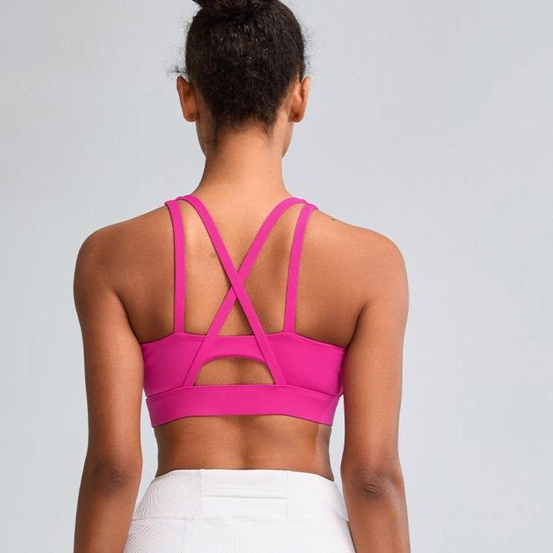 RUNNING GIRL Sports Bras for Women High Support, Criss-Cross Back Strappy Sports Bras for Women with Molded Cups Workout Daily Wear Yoga Activewear