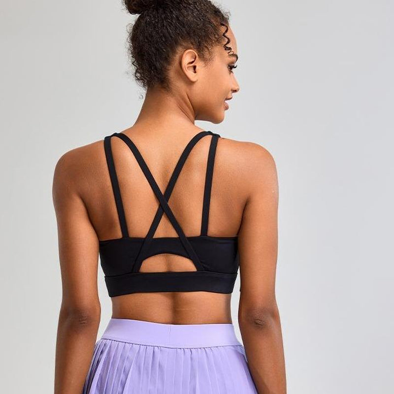 RUNNING GIRL Sports Bras for Women High Support, Criss-Cross Back Strappy Sports Bras for Women with Molded Cups Workout Daily Wear Yoga Activewear