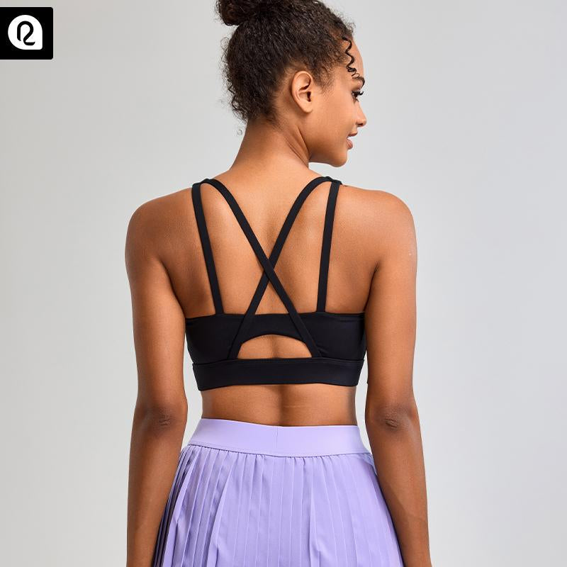 RUNNING GIRL Sports Bras for Women High Support, Criss-Cross Back Strappy Sports Bras for Women with Molded Cups Workout Daily Wear Yoga Activewear