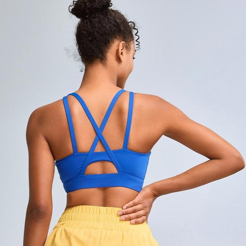 RUNNING GIRL Sports Bras for Women High Support, Criss-Cross Back Strappy Sports Bras for Women with Molded Cups Workout Daily Wear Yoga Activewear