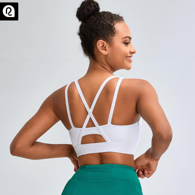 RUNNING GIRL Sports Bras for Women High Support, Criss-Cross Back Strappy Sports Bras for Women with Molded Cups Workout Daily Wear Yoga Activewear