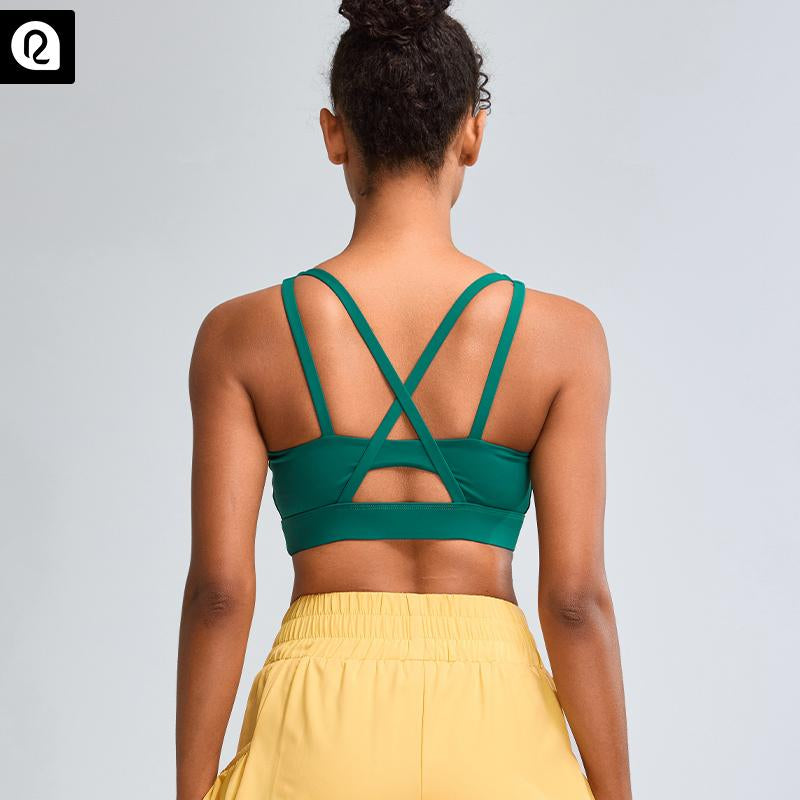 RUNNING GIRL Sports Bras for Women High Support, Criss-Cross Back Strappy Sports Bras for Women with Molded Cups Workout Daily Wear Yoga Activewear