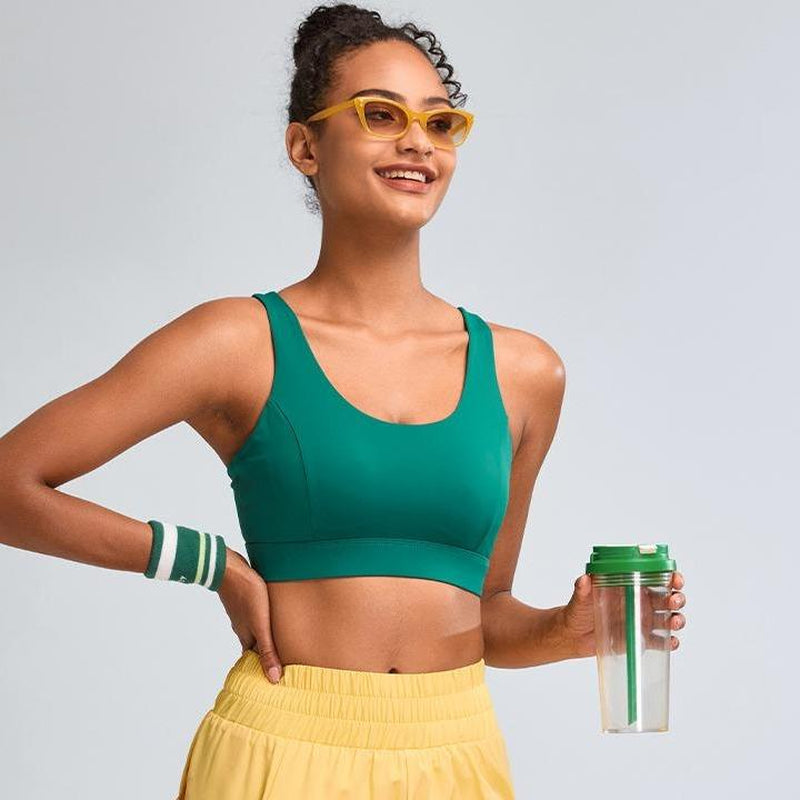 RUNNING GIRL Sports Bras for Women High Support, Criss-Cross Back Strappy Sports Bras for Women with Molded Cups Workout Daily Wear Yoga Activewear