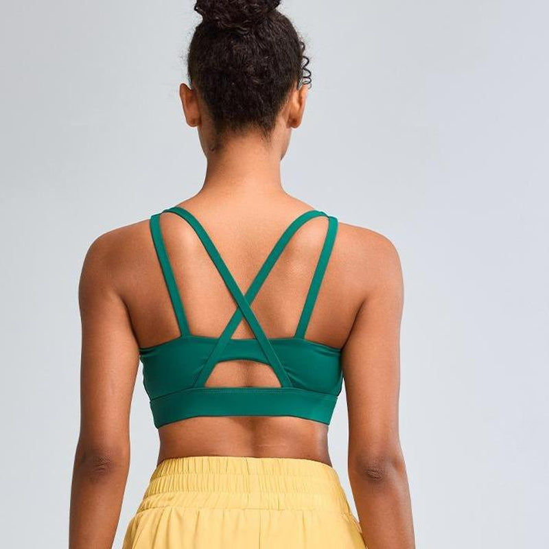 RUNNING GIRL Sports Bras for Women High Support, Criss-Cross Back Strappy Sports Bras for Women with Molded Cups Workout Daily Wear Yoga Activewear