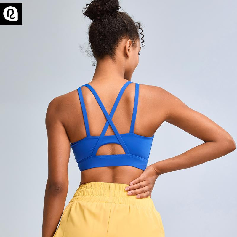 RUNNING GIRL Sports Bras for Women High Support, Criss-Cross Back Strappy Sports Bras for Women with Molded Cups Workout Daily Wear Yoga Activewear
